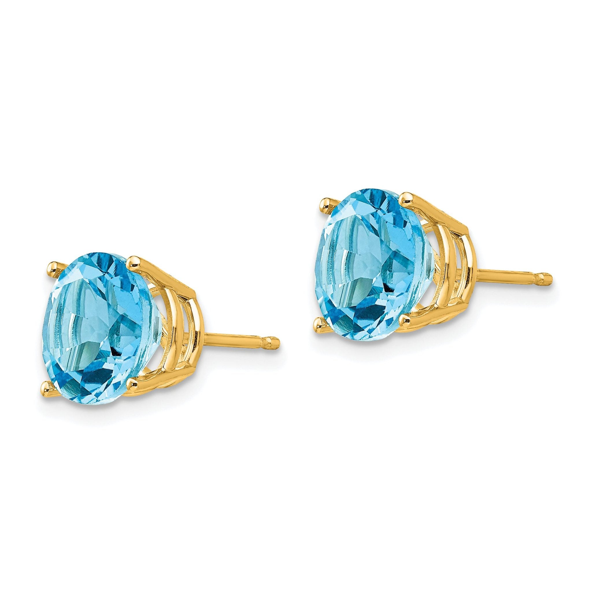 14k Blue Topaz Round Stud Earrings Secondary image