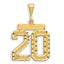 14K Gold Large Diamond-Cut Number 20 Charm with Brushed Finish