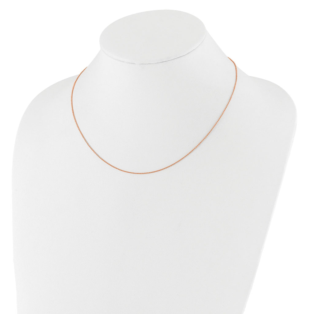 14 Karat Rose Gold 1.10mm Round Cable 16in+2in Adjustable Chain