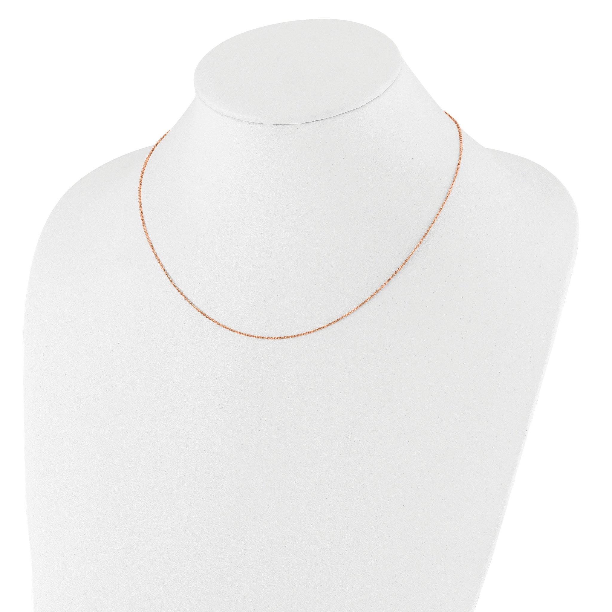 14 Karat Rose Gold 1.10mm Round Cable 16in+2in Adjustable Chain