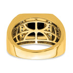 14k Onyx and Diamond Cross Mens Ring