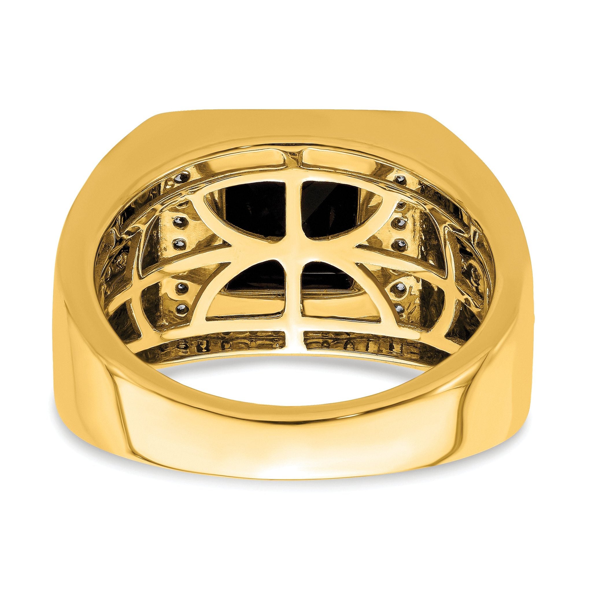 14k Onyx and Diamond Cross Mens Ring
