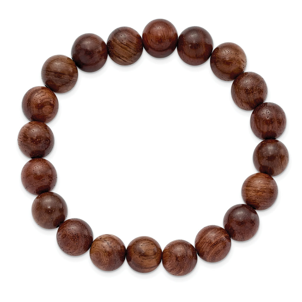 10mm Burma Padauk Wood Beaded Stretch Bracelet