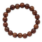 10mm Burma Padauk Wood Beaded Stretch Bracelet