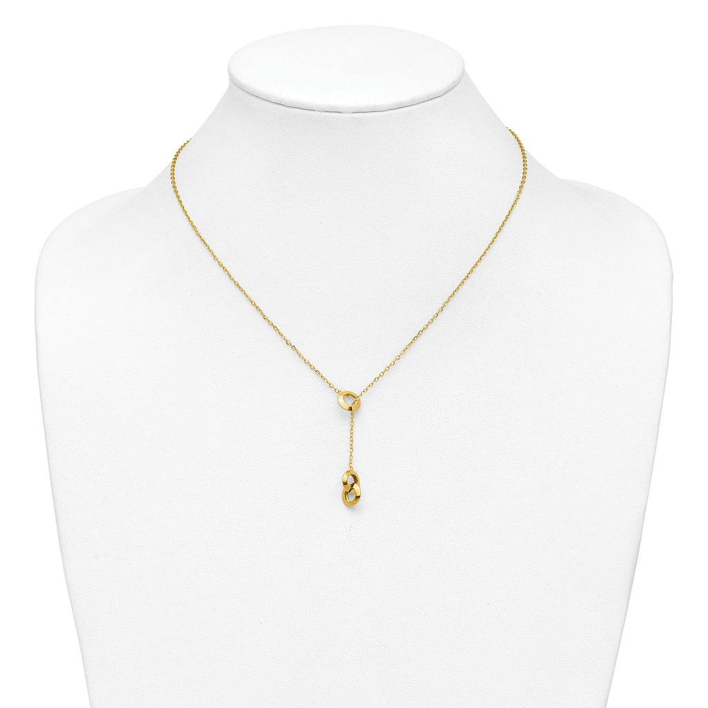 14K Polished Circles Lariat w/2in ext. Necklace