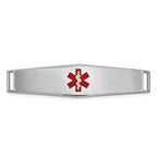 Unisex 14K White Gold Medical ID Bracelet with Red Enamel Detailing