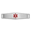 Unisex 14K White Gold Medical ID Bracelet with Red Enamel Detailing