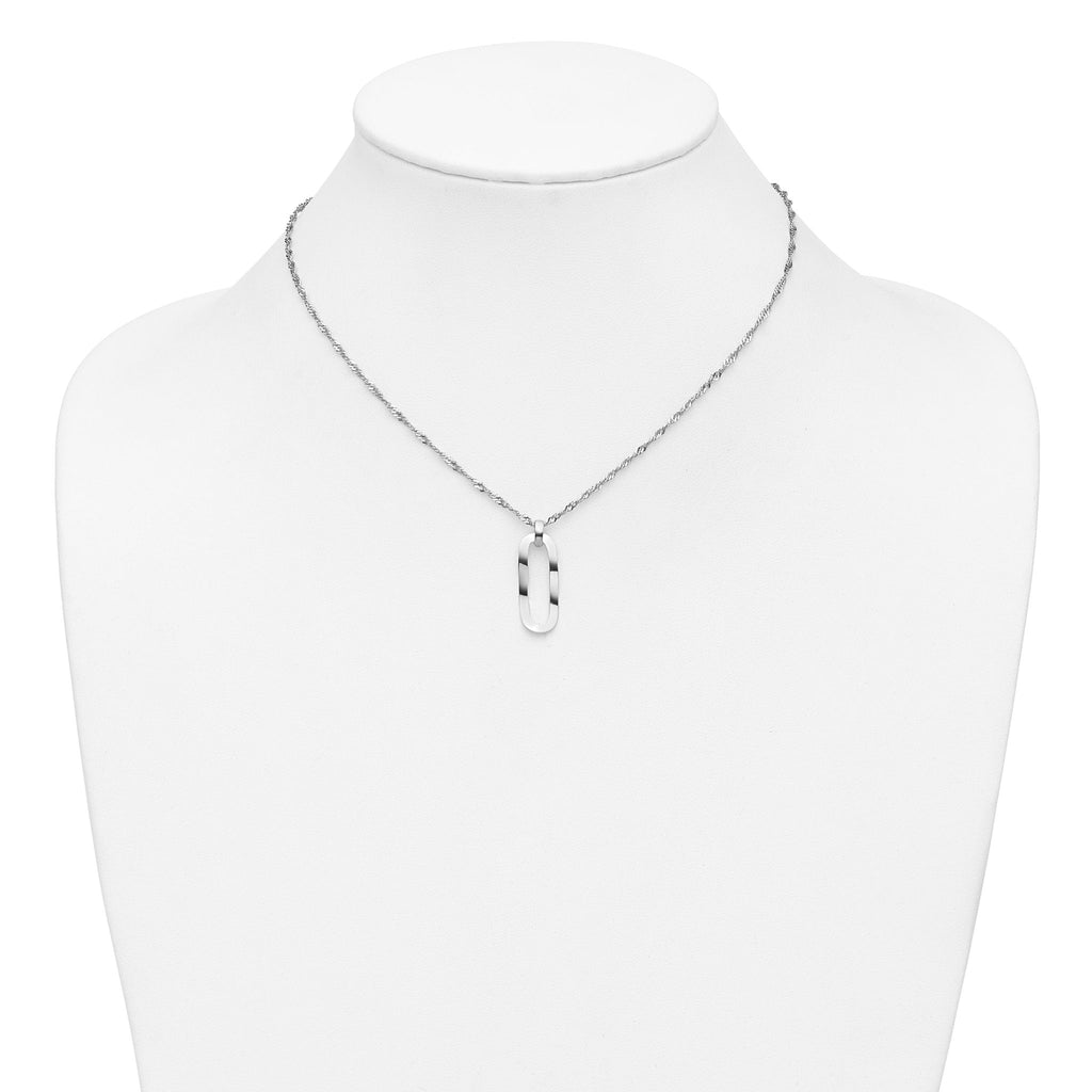 Sterling Silver RH-plated Oval Accent w/2in ext. Necklace