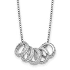 Sterling Silver Rhodium-plated Five Moveable CZ Rings 18 inch with 2 inch Extension Necklace