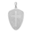 De-Ani Sterling Silver Rhodium-Plated Textured Cross Shield Joshua 1:9 Reverse Pendant