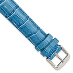 Blue Crocodile-Grain Chronograph Watch Band in Leather, 24mm