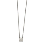 Stainless Steel Polished Pendant Square Stud 16in w/2 in ext  Necklace