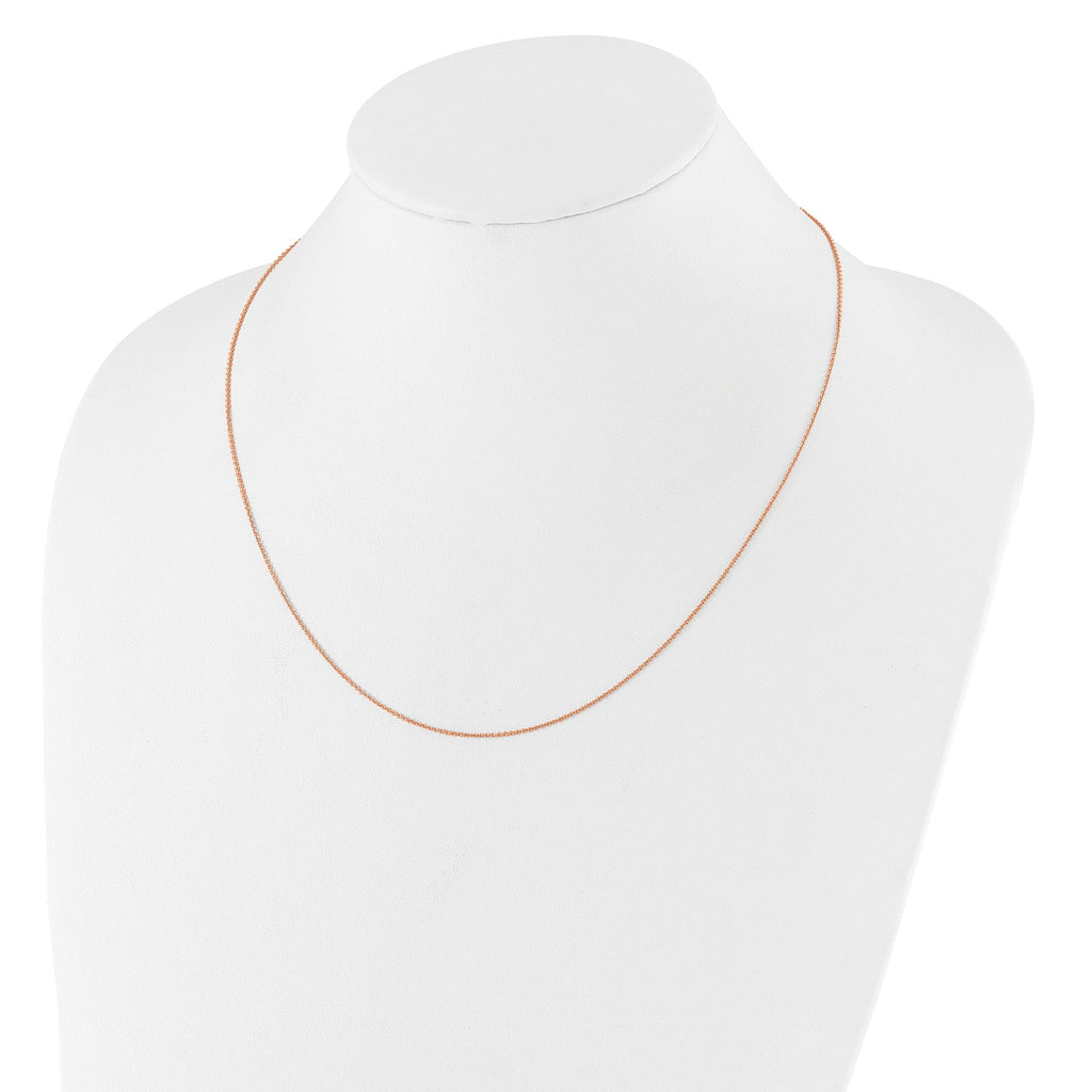 14 Karat Rose Gold 1.10mm Round Cable 16in+2in Adjustable Chain