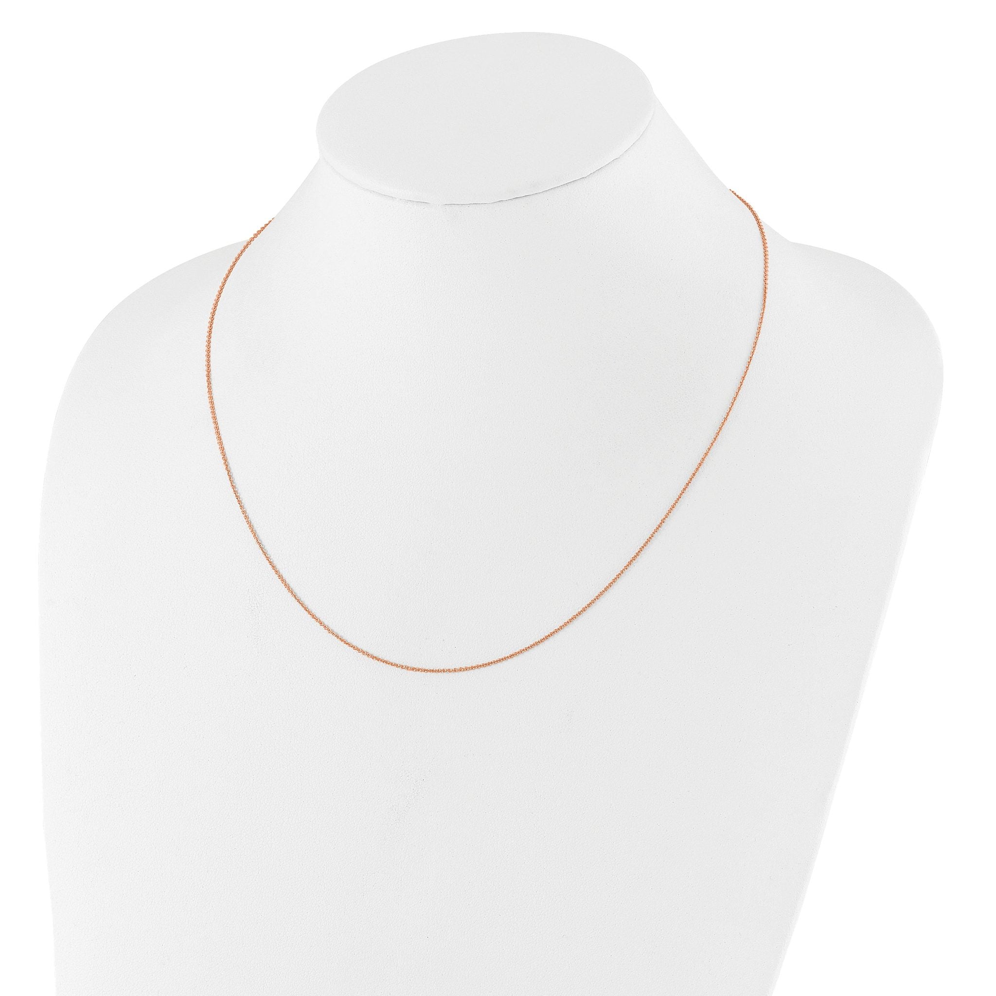 14 Karat Rose Gold 1.10mm Round Cable 16in+2in Adjustable Chain