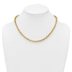 14k Polished And Brushed 6.5mm Fancy Cable Chain 18 inch Necklace