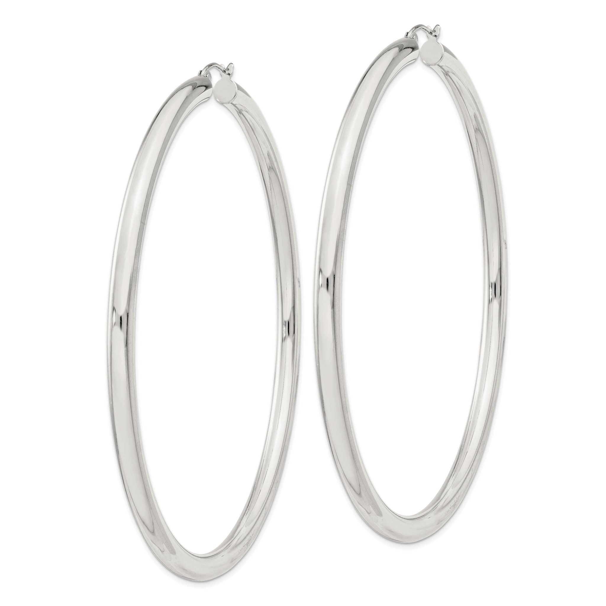 Sterling Silver 4mm Round Hoop Earrings Secondary image