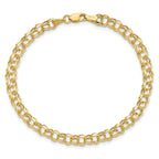 14k 4.5mm Hollow Diamond-cut Double Link 7 inch Charm Bracelet