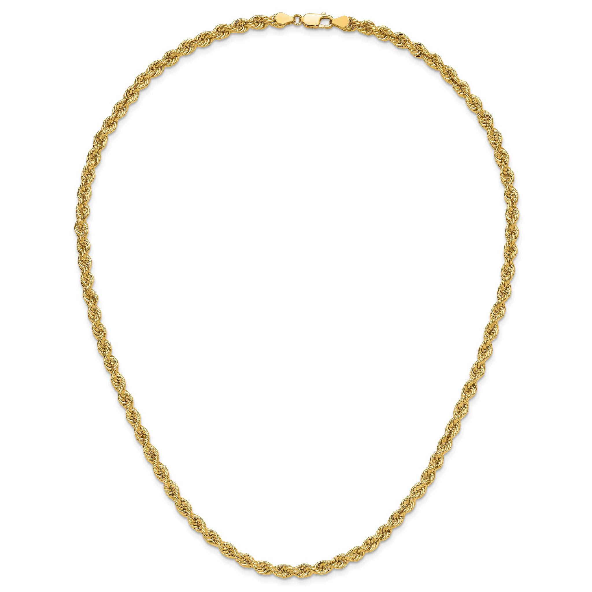14K 7 inch 5mm Regular Rope with Lobster Clasp Chain