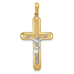 14K Two-Tone Gold Crucifix Pendant with Polished Finish Solid Design