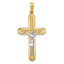 14K Two-Tone Gold Crucifix Pendant with Polished Finish Solid Design