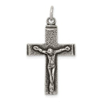 Antiqued Sterling Silver 925 Cross Crucifix Pendant with Polished Finish