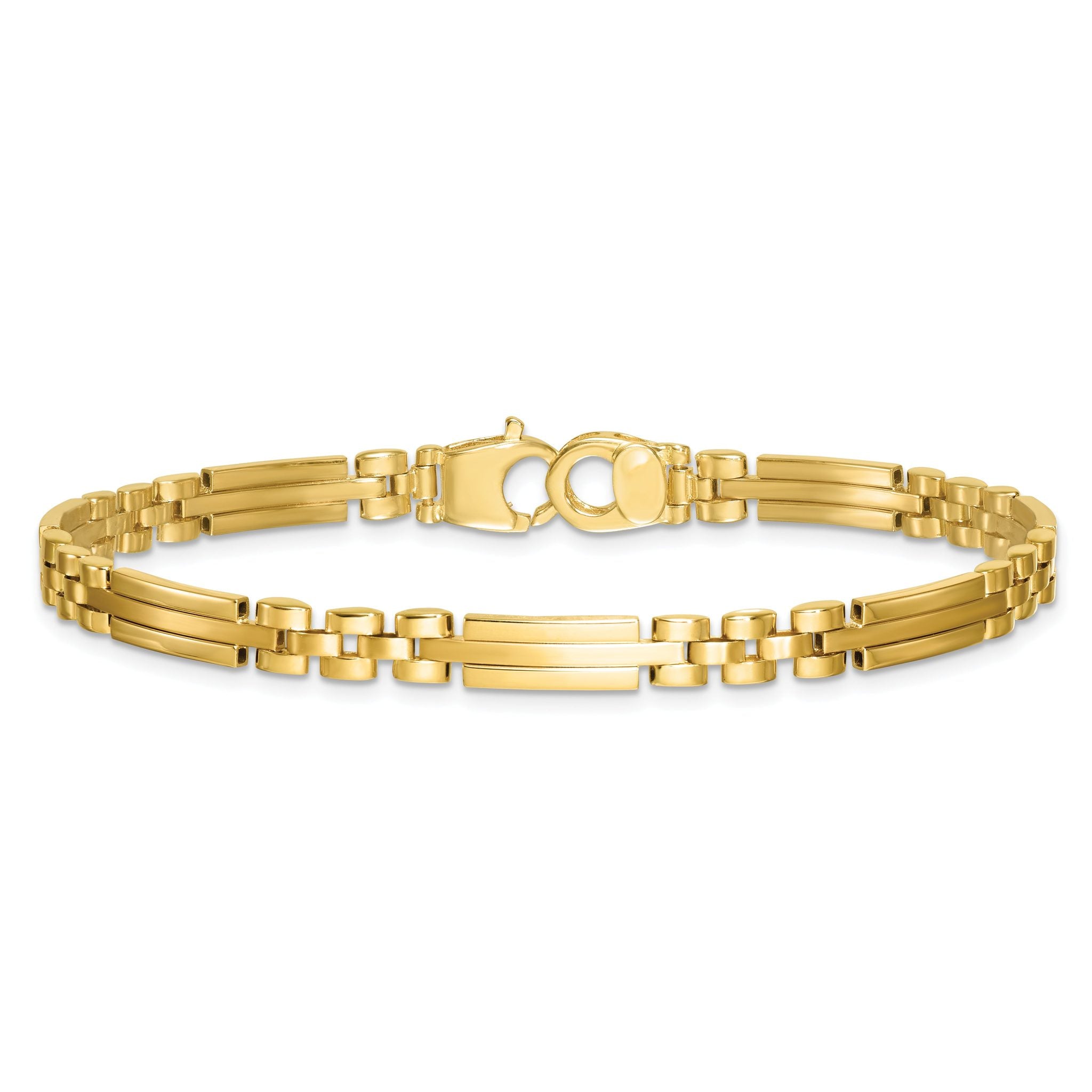 14k Polished and Brushed 5mm Fancy Multi Link 8 inch Bracelet