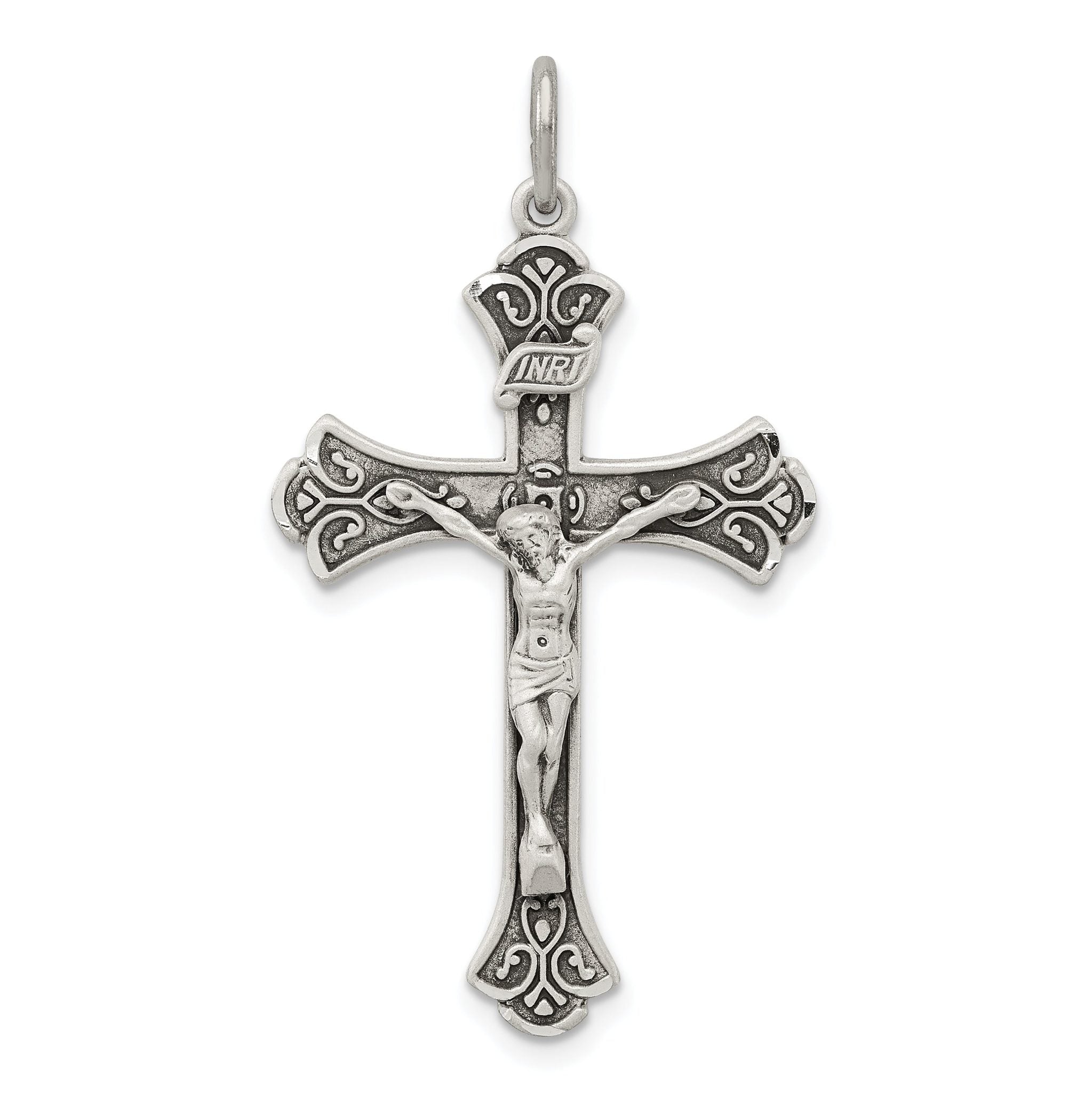 Sterling Silver 925 INRI Crucifix Pendant with Antiqued Finish Solid, Gift Ready Main image