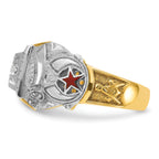 14k Two-tone Men's Polished and Textured Double Eagle Masonic Shriner's Ring Mounting, Mounting Only