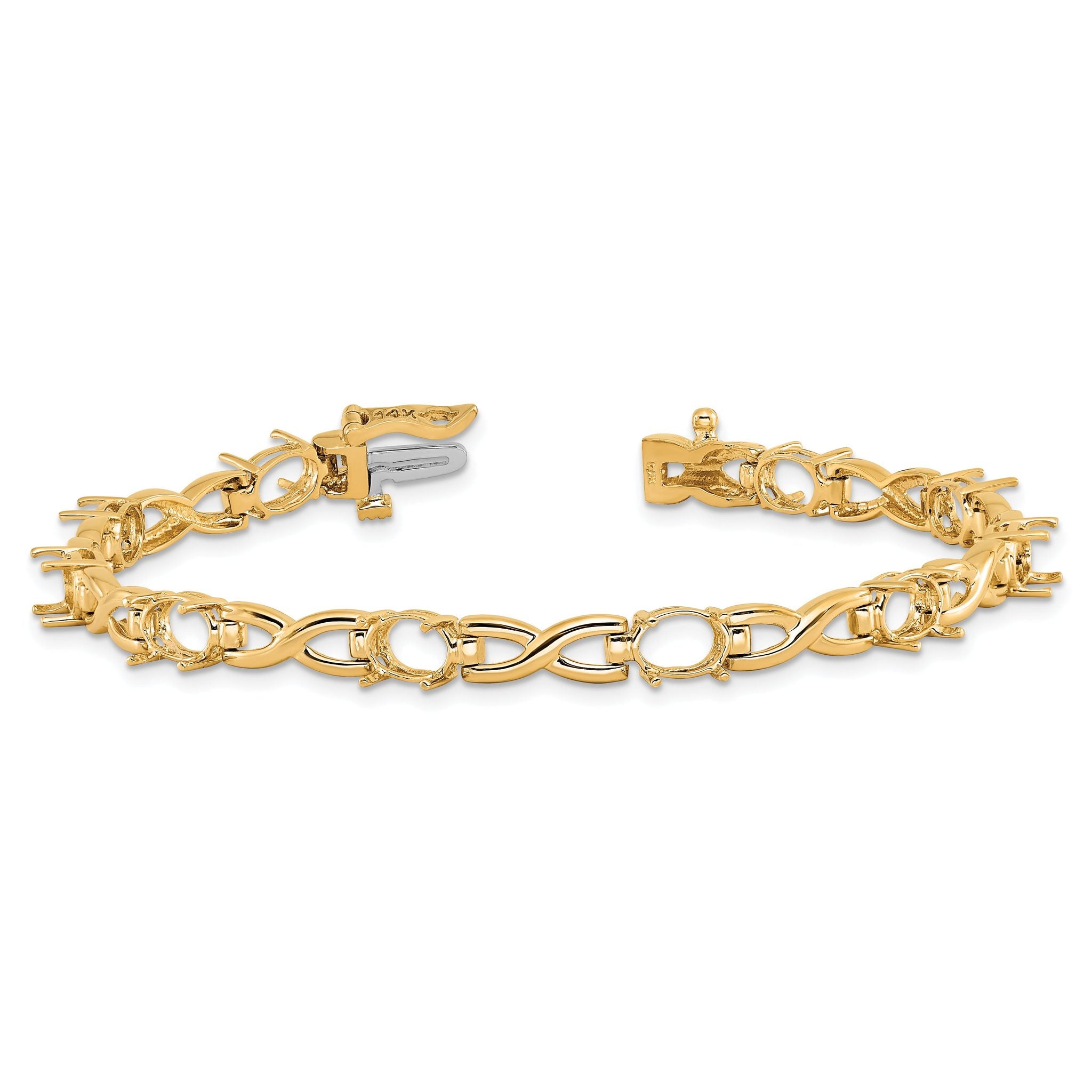14k 7x5 Gemstone Bracelet Mounting (No Stone Included)