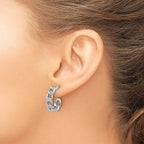 Sterling Silver Rh-plated Polished Curb Chain Post C-Hoop Earrings