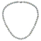 Sterling Silver Rhodium-plated 6-7mm Grey Near-Round Freshwater Cultured Pearl 16 inch Necklace