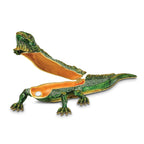 Luxury Giftware Pewter Bejeweled Crystals Gold-tone Enameled IGGY Iguana Trinket Box with Matching 18 Inch Necklace