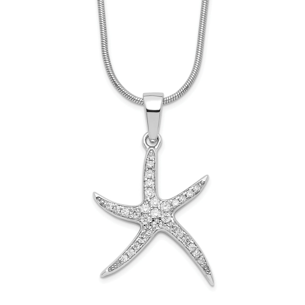Sophia Jewelers Sterling Silver CZ Starfish Necklace with Extender