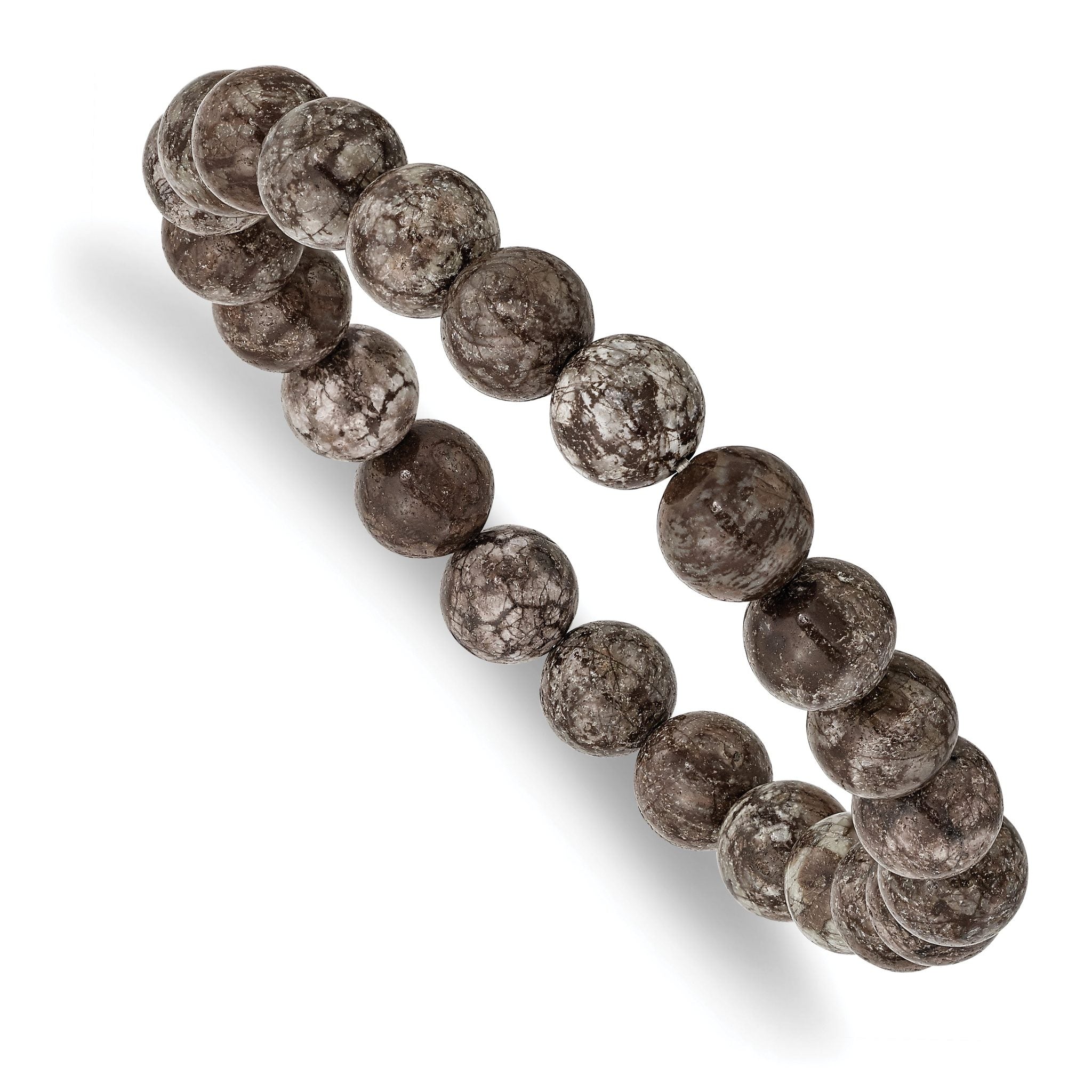 8mm Grey Snowflake Agate Beaded Stretch Bracelet Main image