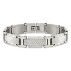 Stainless Steel Polished and Textured Link Bracelet for Men