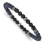 Stainless Steel Brushed and Antiqued Bronze-plated 6.5mm Black Agate and Lapis Beaded Stretch Bracelet