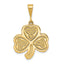 14K Yellow Gold Trinity Clover Pendant with Textured Back, Polished Finish