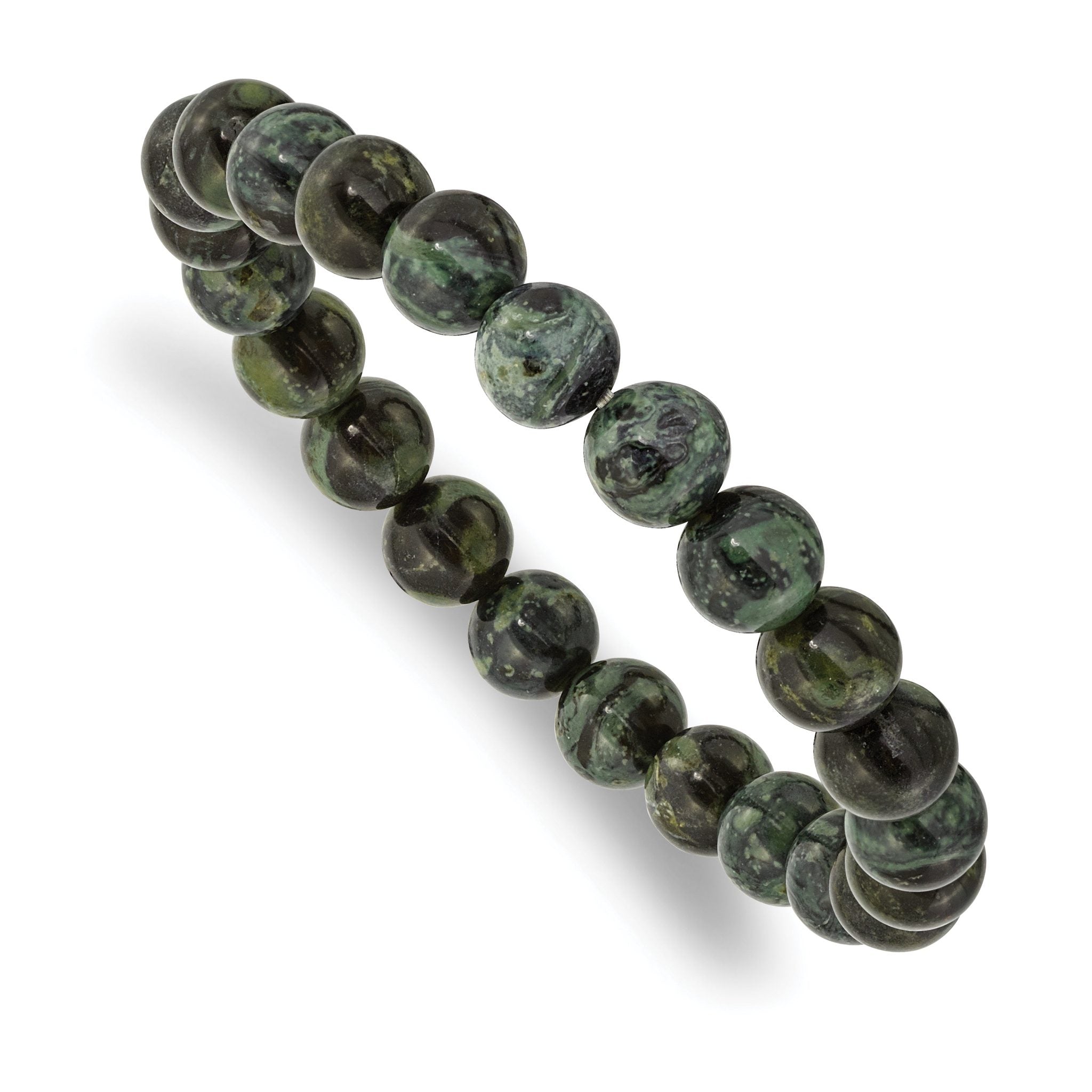 8mm Green Eye Agate Beaded Stretch Bracelet