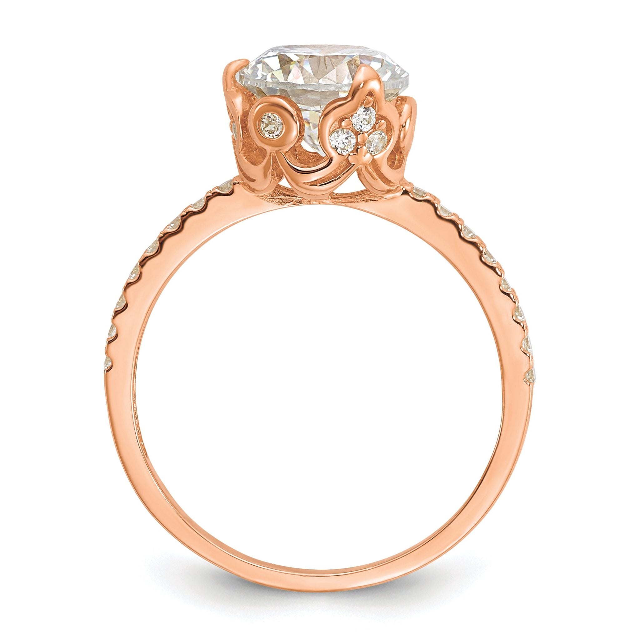 10K Tiara Collection Rose Gold Polished CZ Ring Secondary image