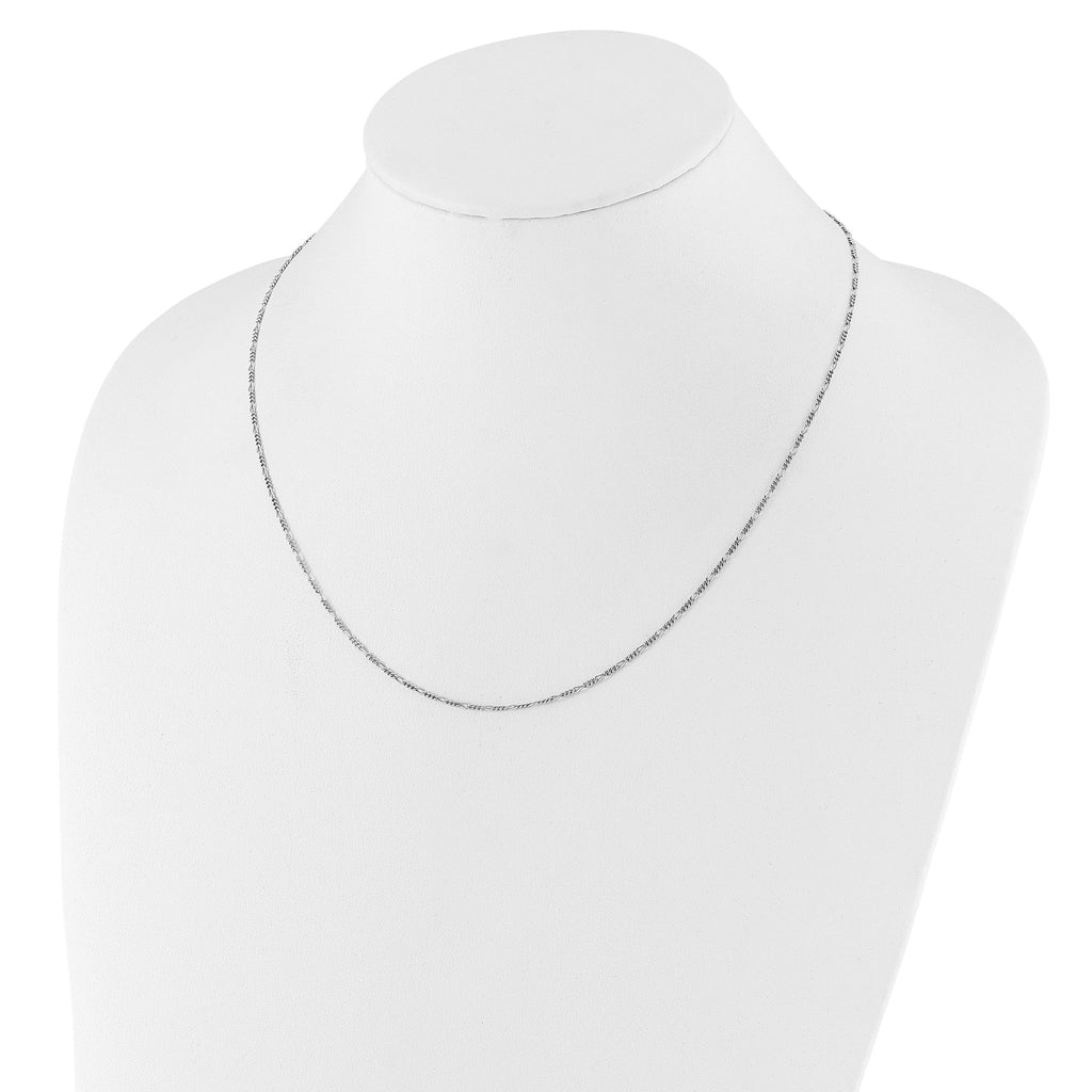 Sterling Silver RH-plated Adjustable 1.55mm Figaro Chain
