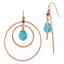 1928 Jewelry Copper-tone Double Circle Brown and Aqua Acrylic Beads Dangle Earrings