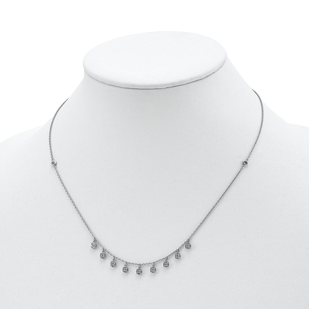 Sophia Jewelers 925 Sterling Silver CZ Star Station Necklace Unisex 18 Elegant