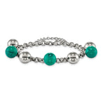 Stainless Steel Polished with Imit.Turquoise Beads with ext. Bracelet for Women