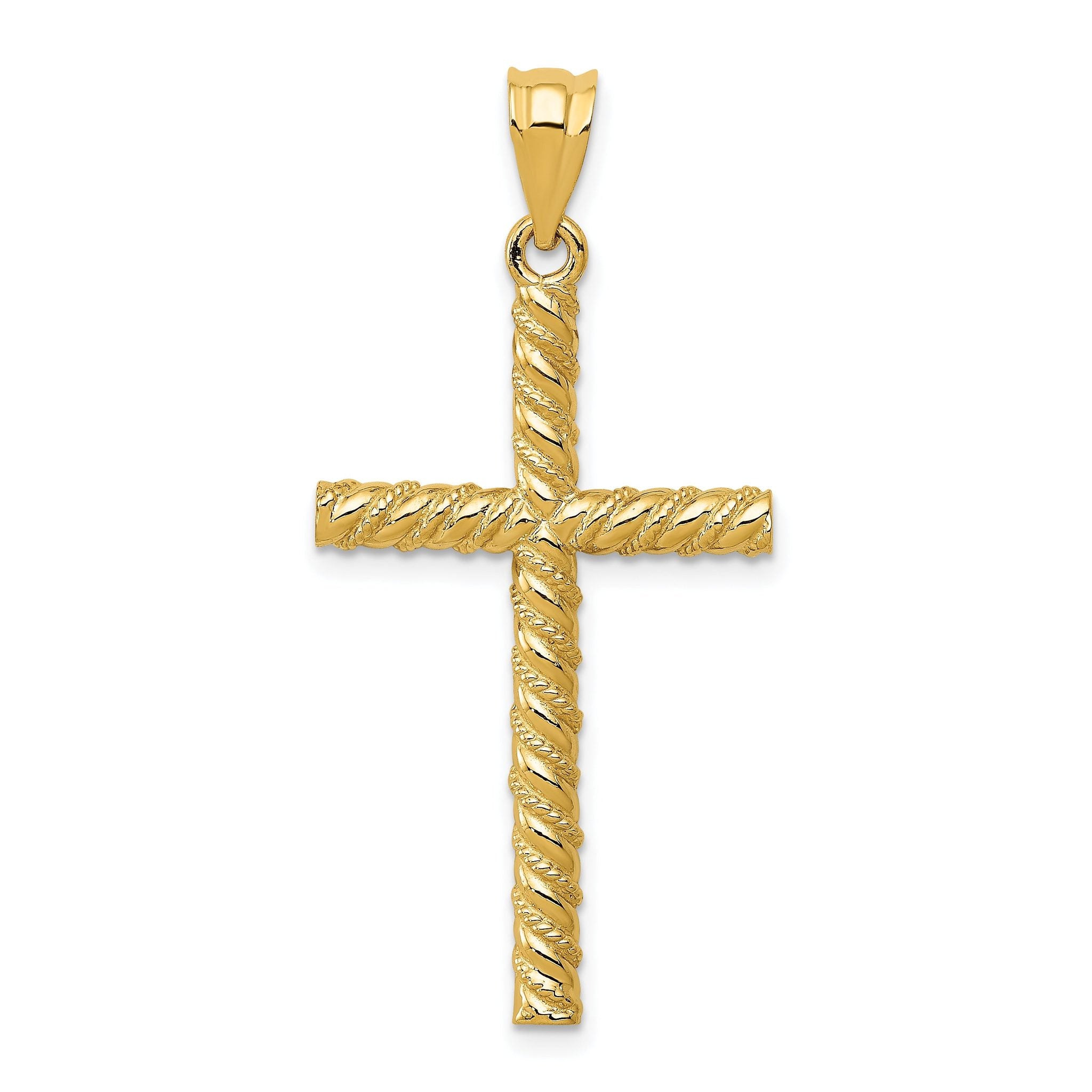 Sophia Jewelers 14K Gold Twisted Cross Pendant Polished and Elegant Main image