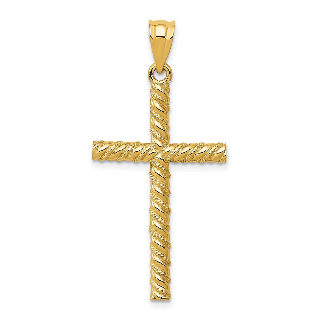 Sophia Jewelers 14K Gold Twisted Cross Pendant Polished and Elegant