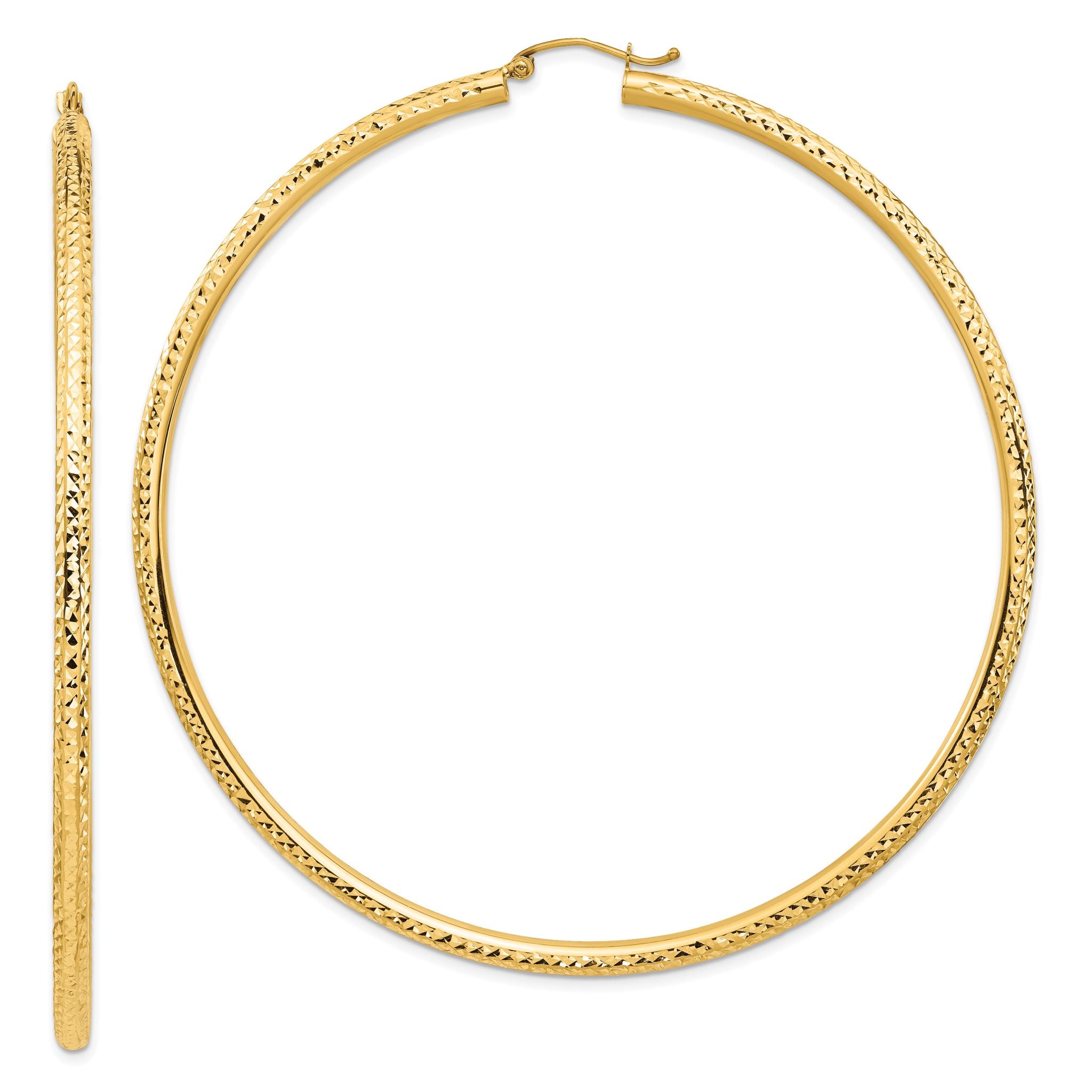 14k Lightweight 3mm Diamond-cut Hoop Earrings Main image