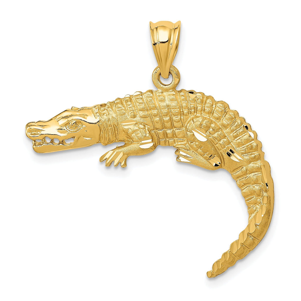 14K Gold Alligator Pendant for Men Solid Casted Design