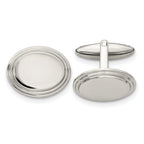 Polished Oval Cufflinks in Stainless Steel