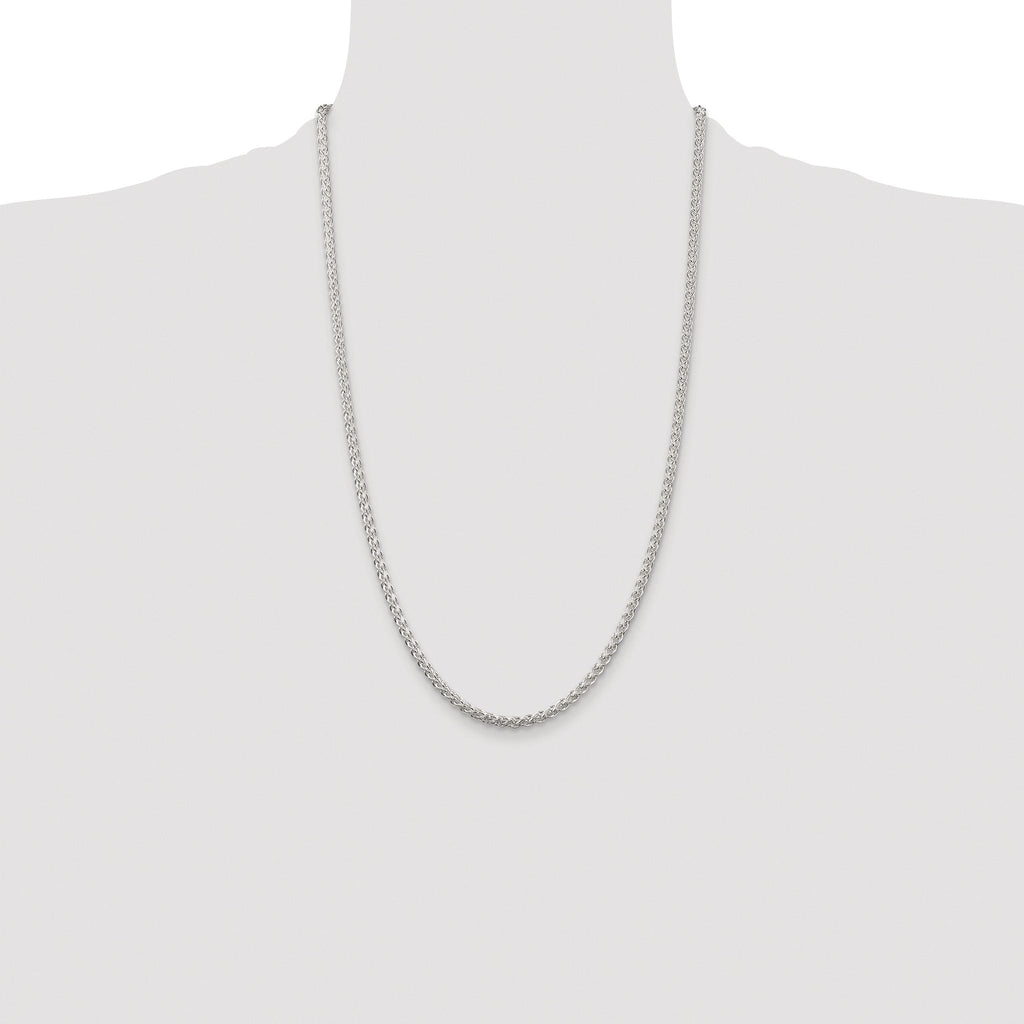 Sterling Silver Rhodium-plated 3mm Round Spiga Chain