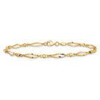 14k Polished and Diamond-cut 9in  Anklet